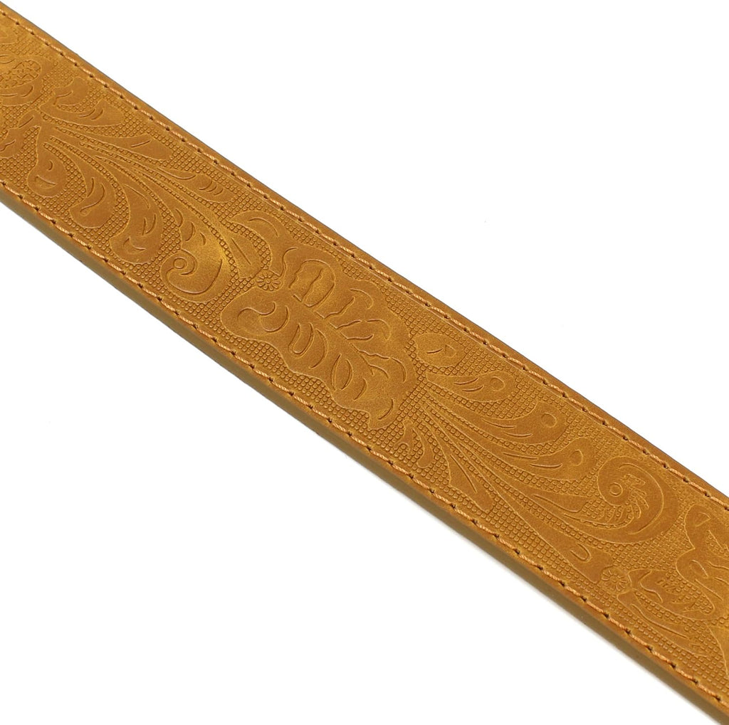 Western Leather Belt Strap - 1.5” Wide with Embossed Scrollwork without Buckle for Men & Women, Cowboy/Cowgirl Style