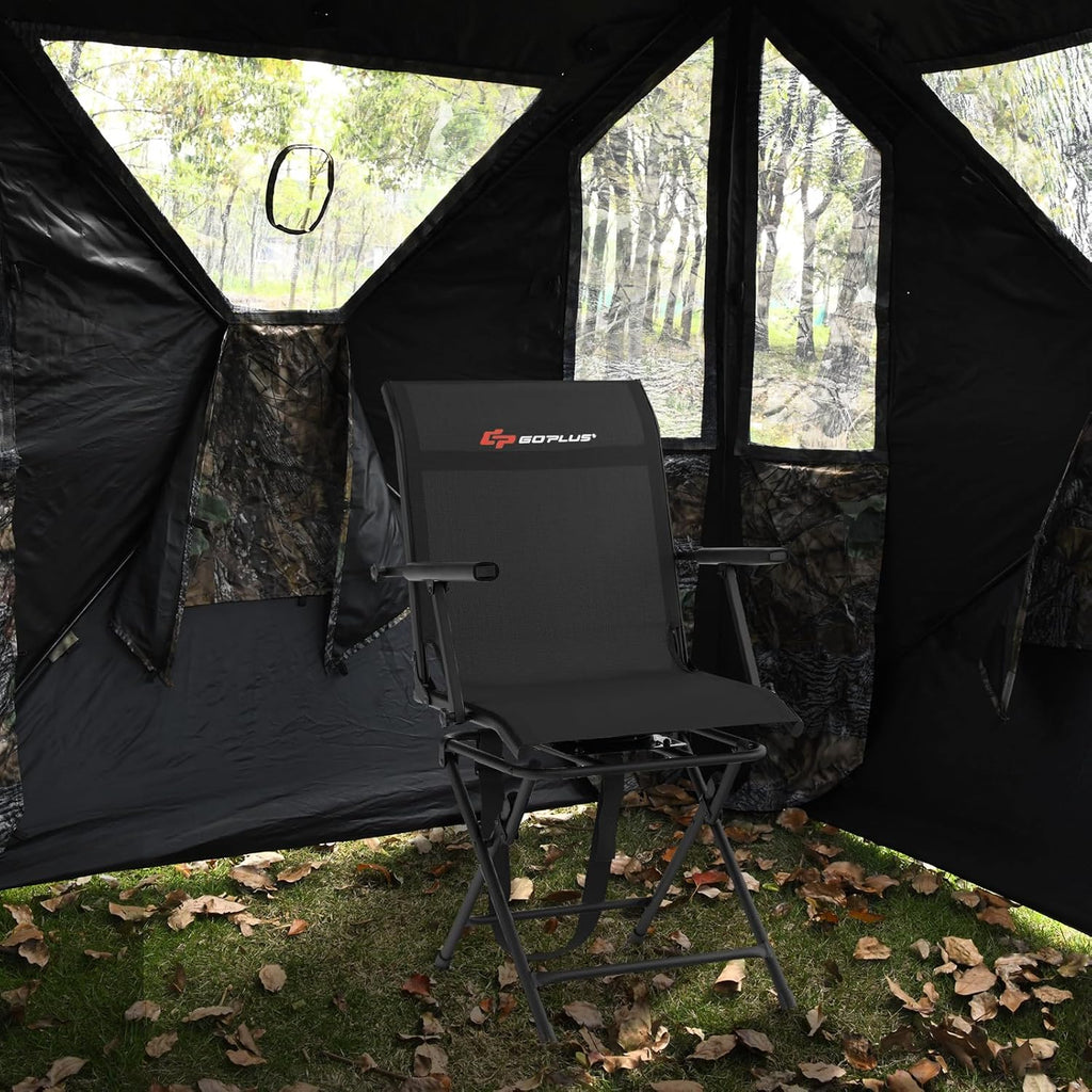 Hunting Chair, 360° Swivel Folding Hunting Blind Chair with Carrying Strap, 330LBS Capacity, Portable Deer Hunting Stool, Silent Ground Dove Hunting Chair, No Assembly