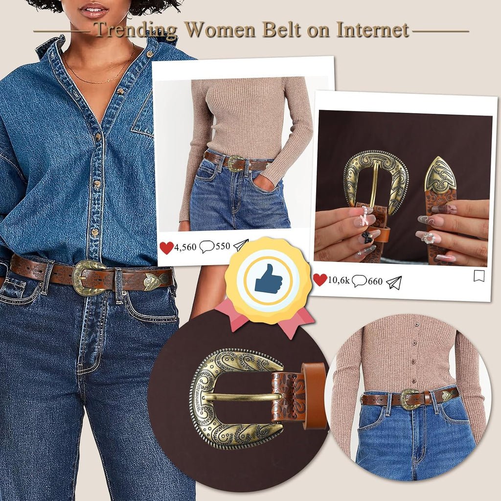 Western Belts for Women, Womens Cowgirl Country Belt for Jeans