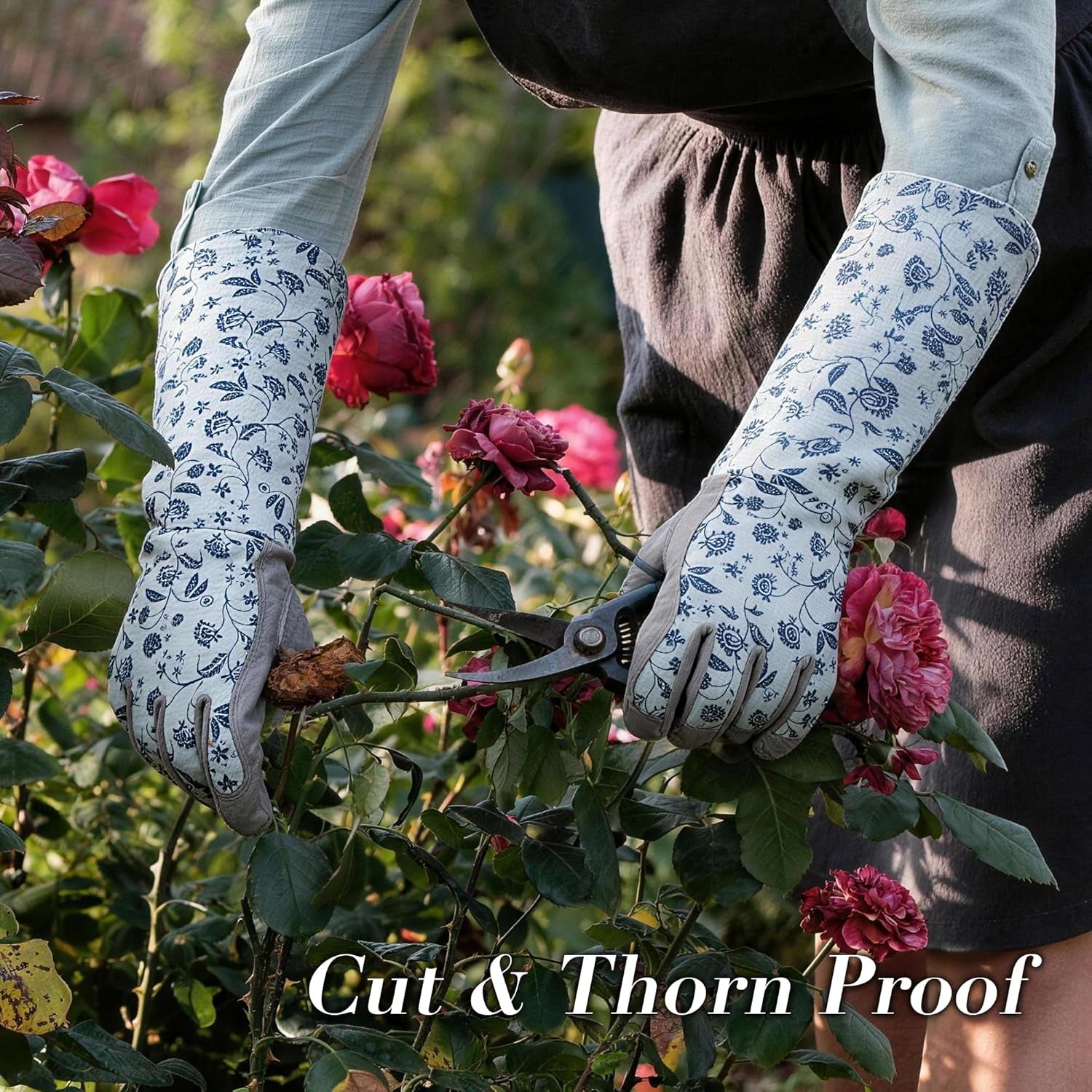 Gardening Gloves for Women Long Sleeve, Light Protective Gloves for Yard and Outdoor Work, Best Garden Gifts for Gardener,Gray,M
