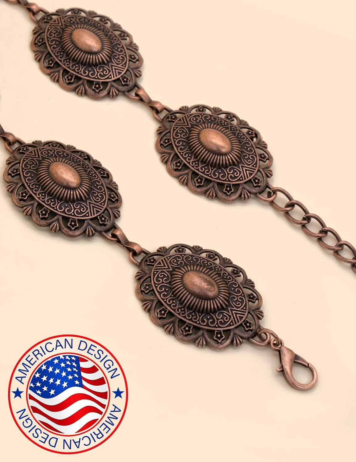 Western Metal Concho Belt for Women Cowgirl Chain Belts for Dresses Jeans Country Concert Outfit