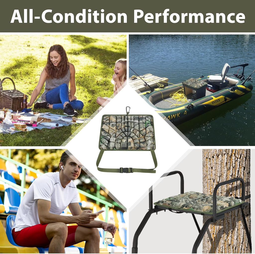 Hunting Seat Cushion, Memory Foam Silent Lightweight Camo Tree Stand Seat Cushion, Portable Insulated Dirty Proof Hunting Cushion Pad for Camping, Stadium, Deer Stand, Fishing