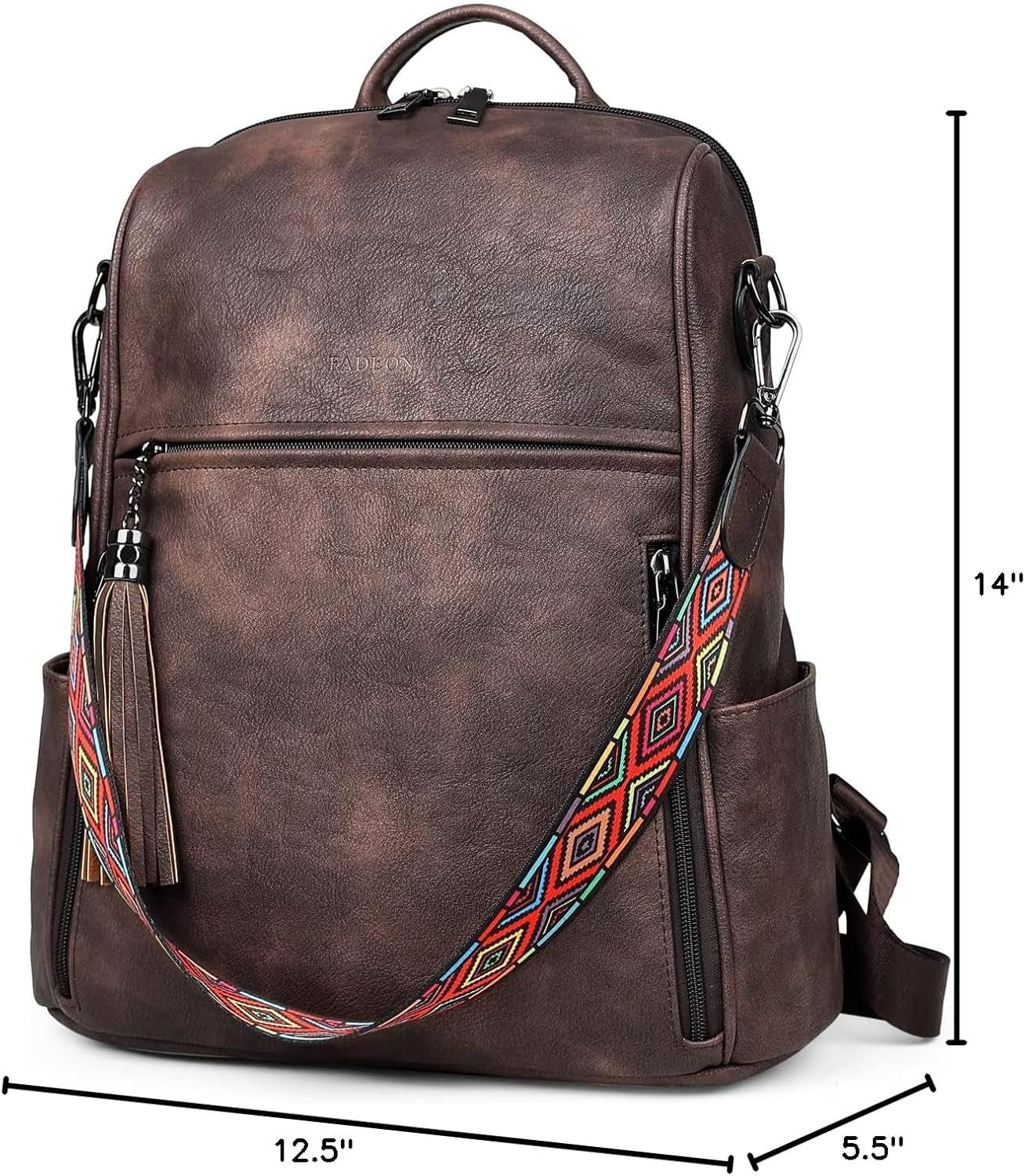 Leather Backpack Purse for Women Designer Travel Backpack Purses PU Fashion Ladies Shoulder Bag with Tassel Coffee