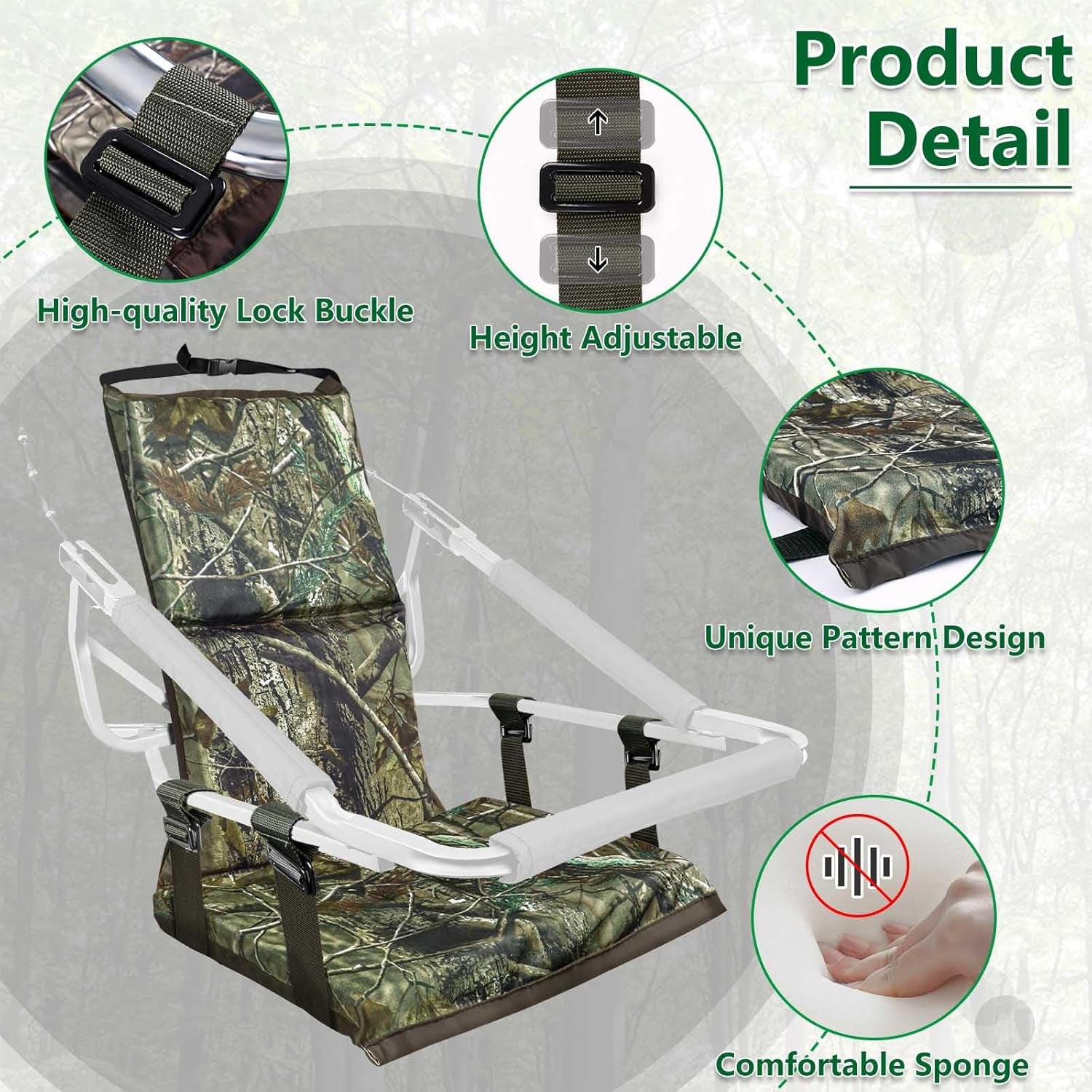 Tree Stand Seat Replacement, Adjustable Treestand Seats for Hunting, Comfortable Hunting Tree Seat Fits Climber Deer Tree Stands