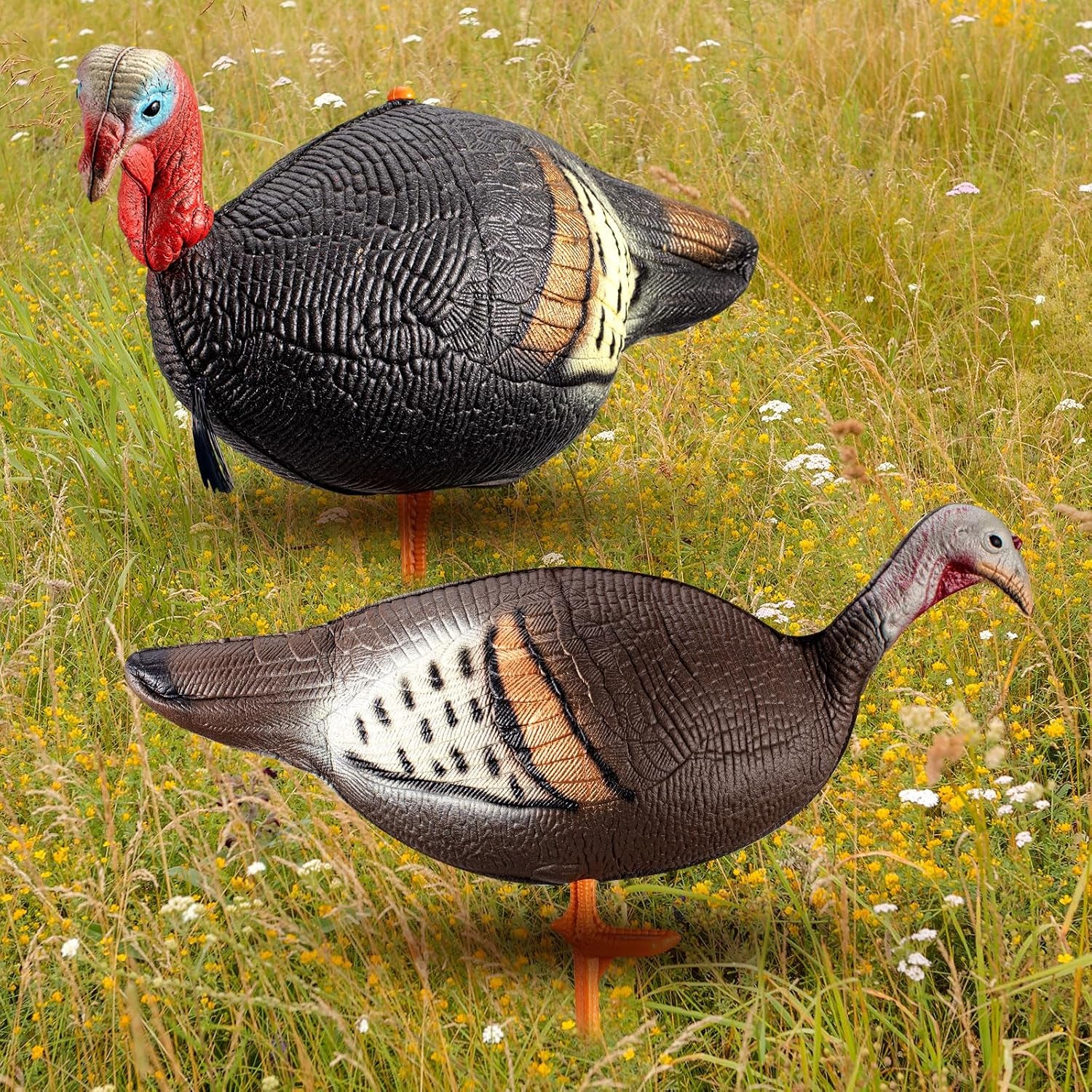 Collapsible Turkey Decoys for Hunting Lookout Standing Lifelike Lightweight Realistic Hunting Turkey Decoy Hen with Stake for Field, Forest, Wood, Ground, Outdoor, 13.4 X 5.5 X 6.7 Inches