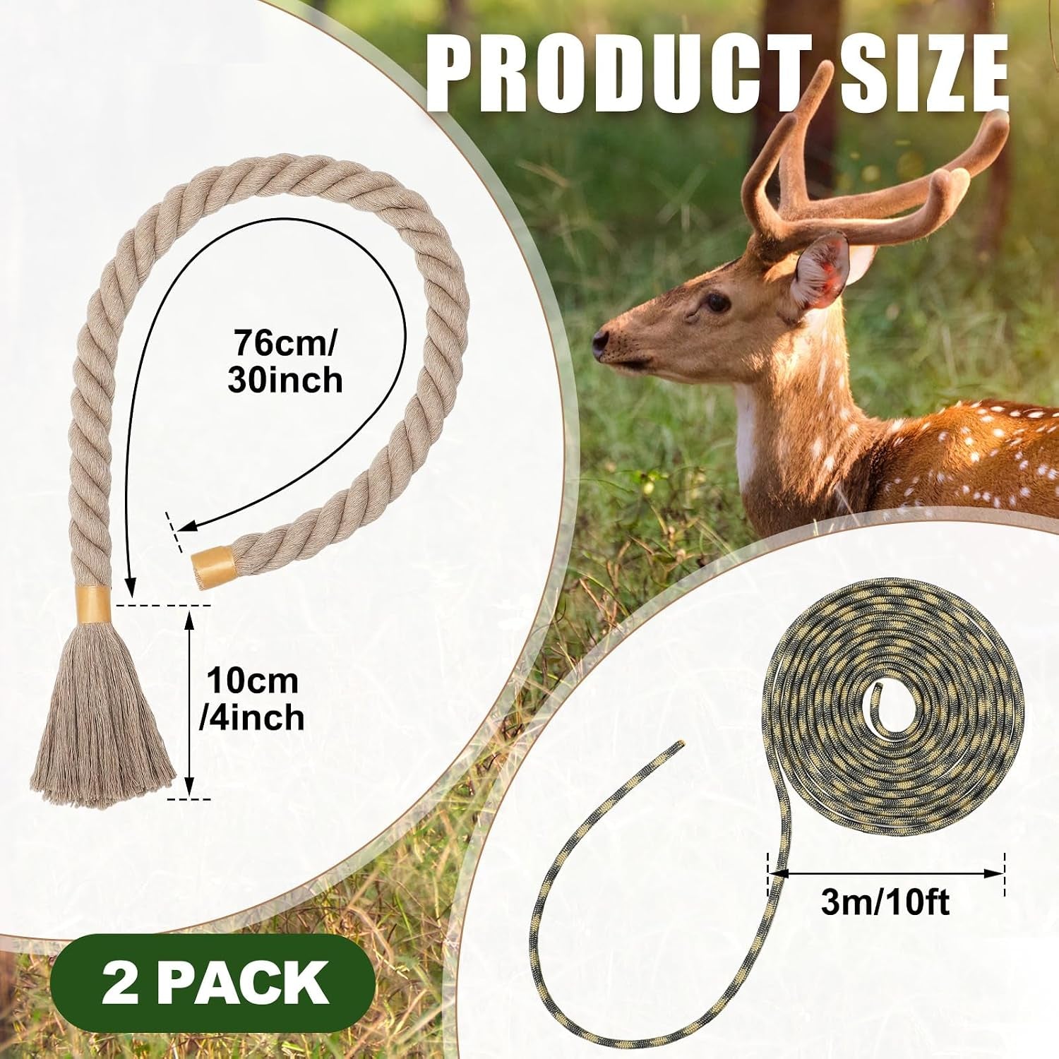 Hemp Scrape Rope 30 Inch Hemp Rope for Deer Hunting Mock Scrape System Rigid Deer Hunting Accessories for Hunter Gifts