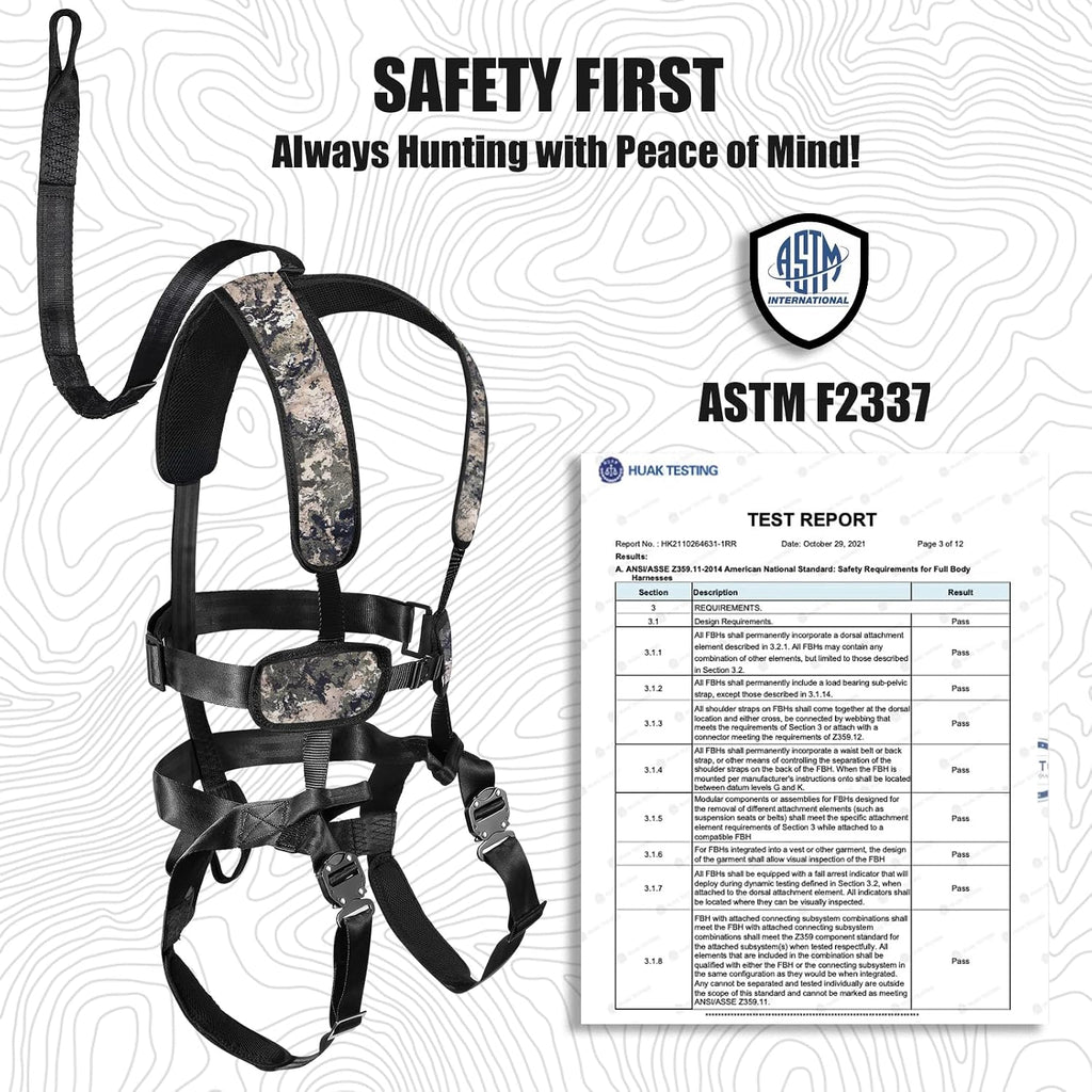 Tree Stand Safety Harness: Adjustable Tree Stand Harness for Hunting, Padded Treestand Safety Hunting Harnesses