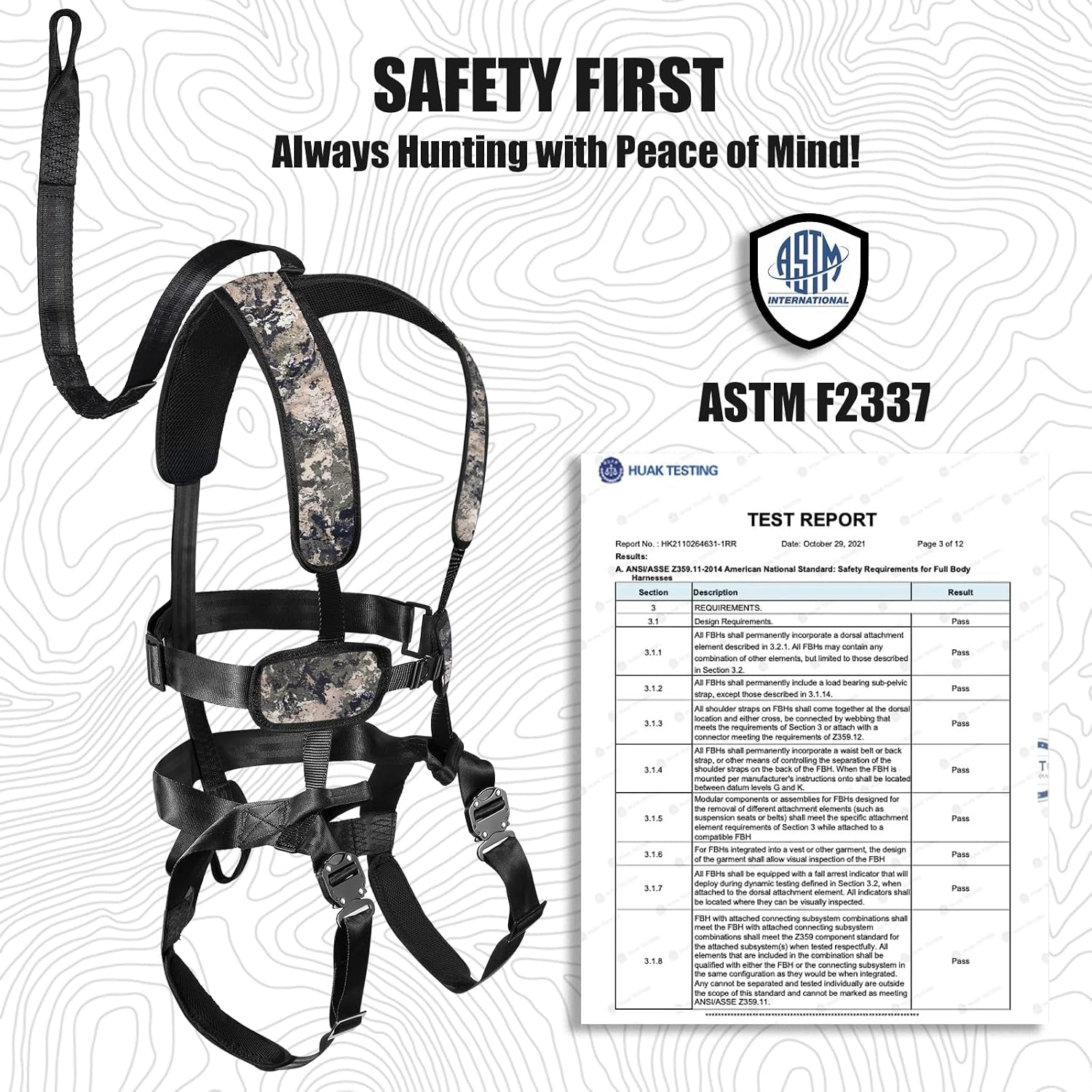 Tree Stand Safety Harness: Adjustable Tree Stand Harness for Hunting, Padded Treestand Safety Hunting Harnesses