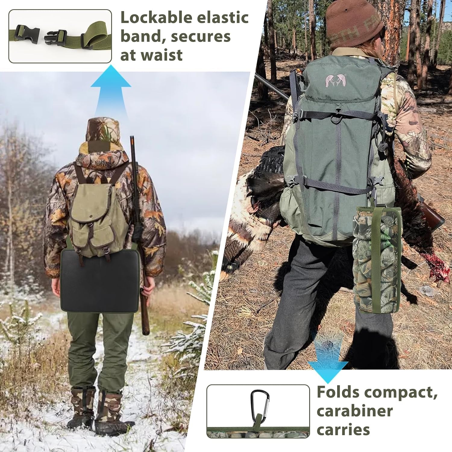 Hunting Seat Cushion, Memory Foam Silent Lightweight Camo Tree Stand Seat Cushion, Portable Insulated Dirty Proof Hunting Cushion Pad for Camping, Stadium, Deer Stand, Fishing
