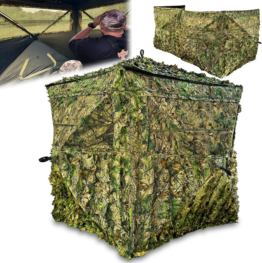 See Trough Pop up Hunting Blind, See Thru Ground Blind - Essential Hunting Tent for Deer, Portable and Easy Setup, Ideal Hunting Essentials, Durable and Concealed Ground Blind