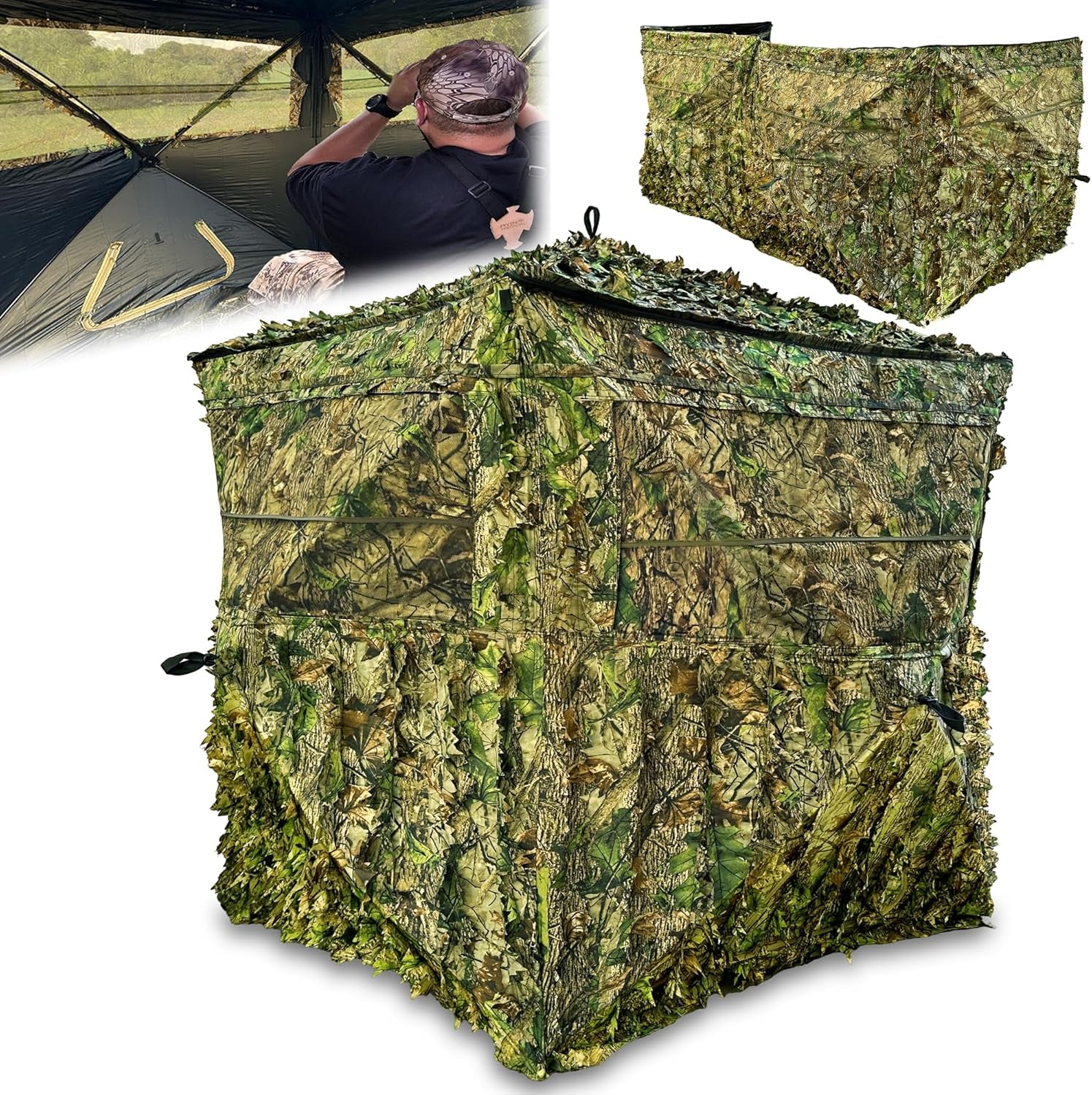 See Trough Pop up Hunting Blind, See Thru Ground Blind - Essential Hunting Tent for Deer, Portable and Easy Setup, Ideal Hunting Essentials, Durable and Concealed Ground Blind