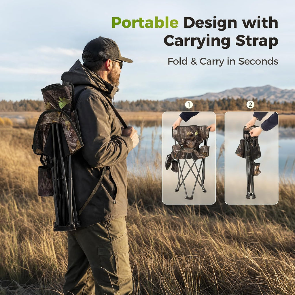 Tripod Hunting Chairs for Blinds 2 Pack Waterproof Folding Hunting Seat with Backrest Oversized Hunting Blind Chairs for Hunting Camping Fishing Supports 230 LBS