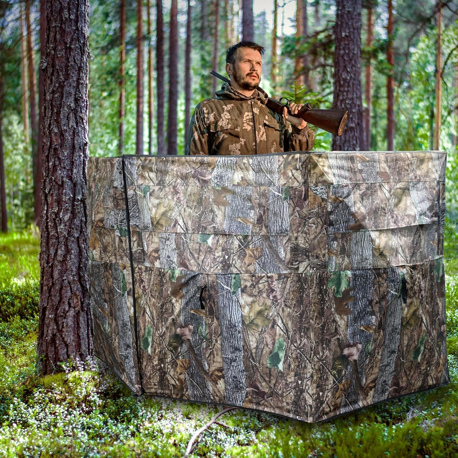 Hunting Blind 3-Panel Ground Blind with Carrying Bag Portable Hunting Ground Blinds for Deer Waterfowl Turkey Hunting