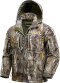 Camo Hunting Jackets for Men, Warm Fleece Lined Hunting Jacket with Hood, Quiet Water Resistant Hunting Clothes