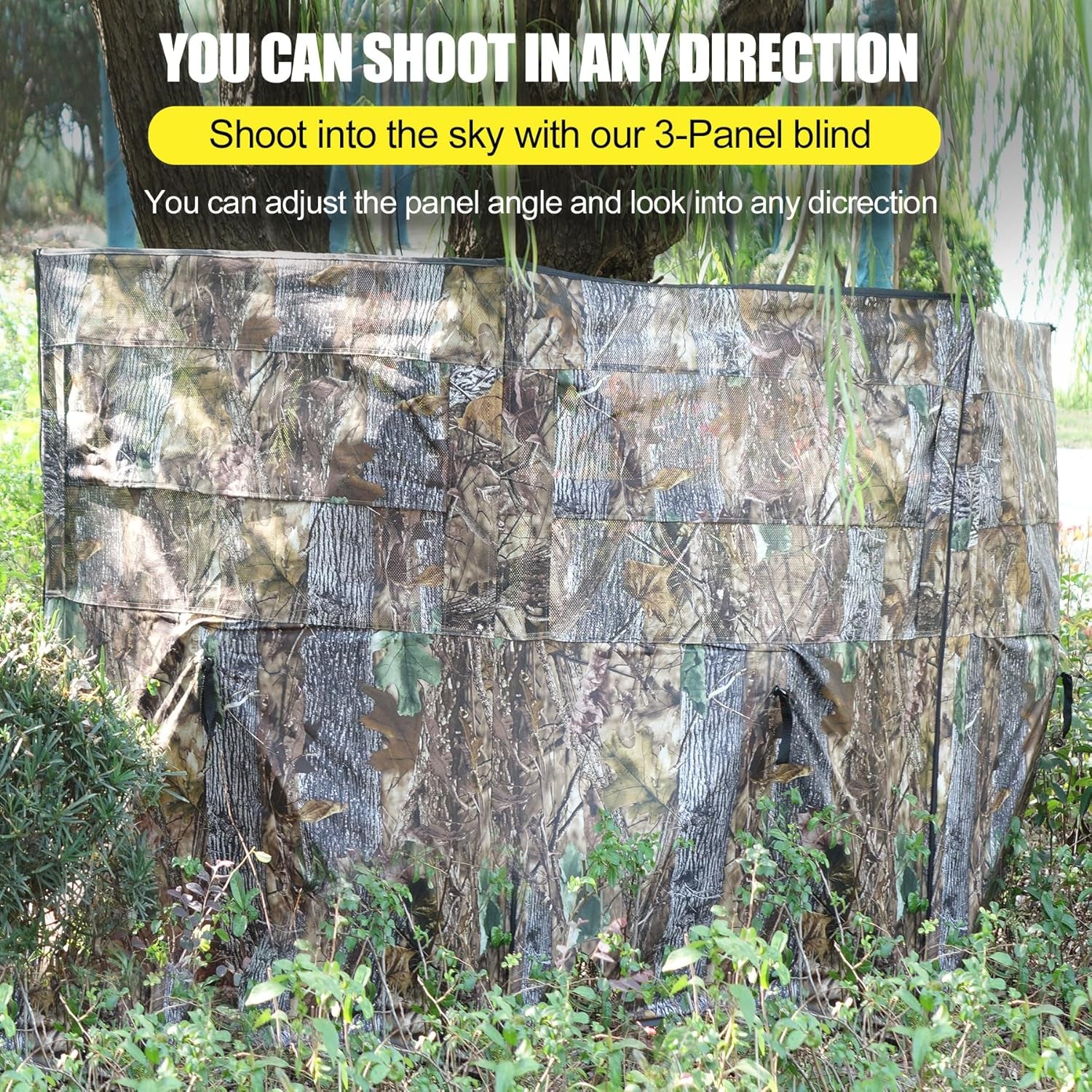 Hunting Blind 3-Panel Ground Blind with Carrying Bag Portable Hunting Ground Blinds for Deer Waterfowl Turkey Hunting