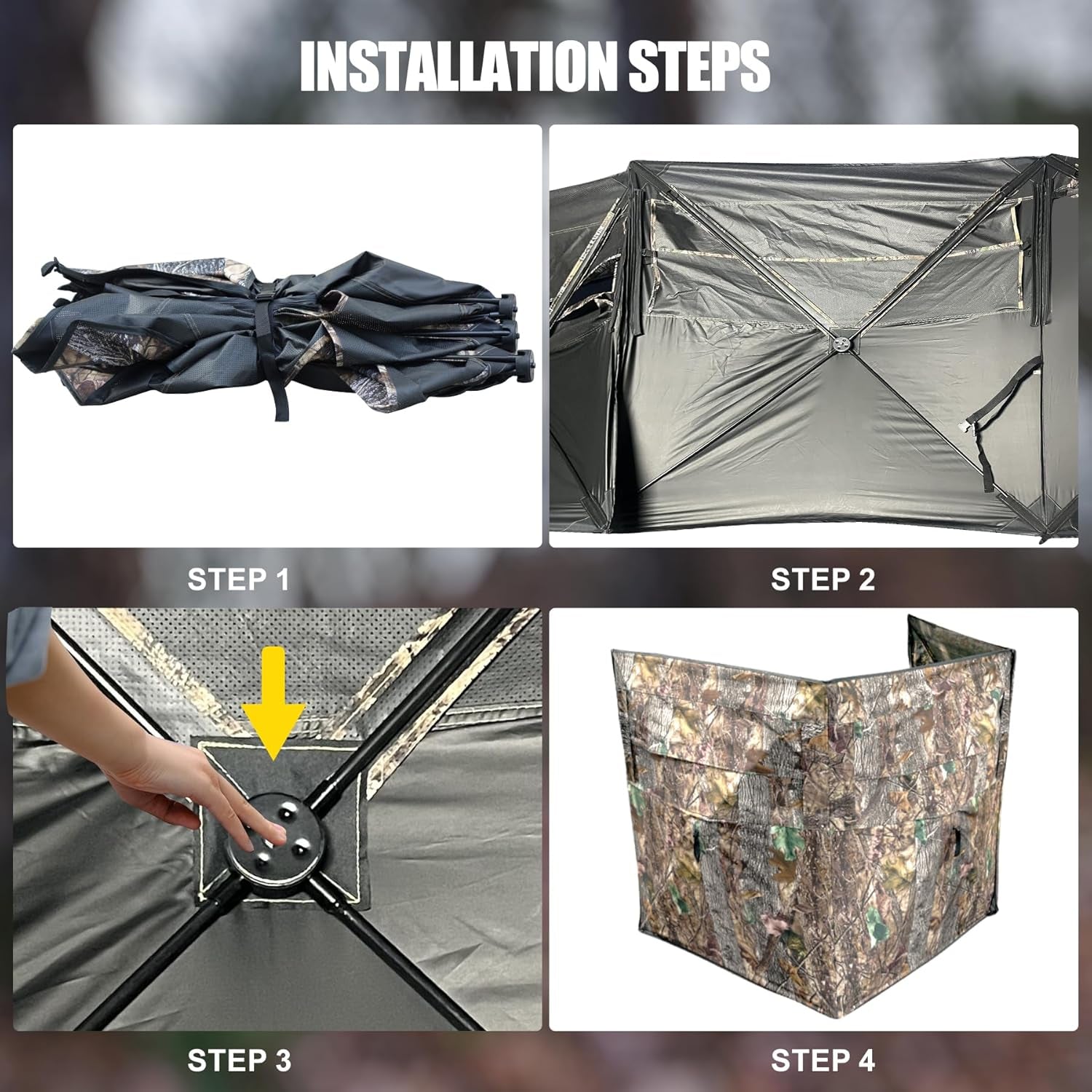 Hunting Blind 3-Panel Ground Blind with Carrying Bag Portable Hunting Ground Blinds for Deer Waterfowl Turkey Hunting