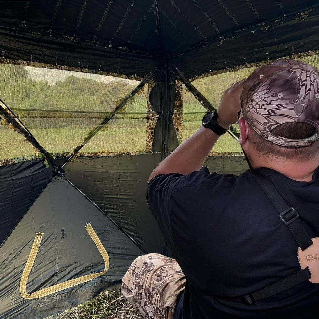 See Trough Pop up Hunting Blind, See Thru Ground Blind - Essential Hunting Tent for Deer, Portable and Easy Setup, Ideal Hunting Essentials, Durable and Concealed Ground Blind