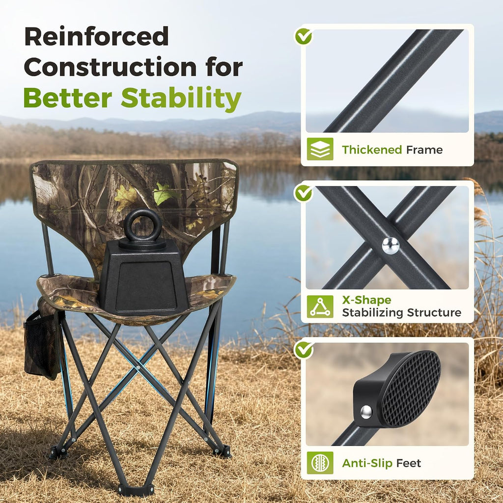 Tripod Hunting Chairs for Blinds 2 Pack Waterproof Folding Hunting Seat with Backrest Oversized Hunting Blind Chairs for Hunting Camping Fishing Supports 230 LBS