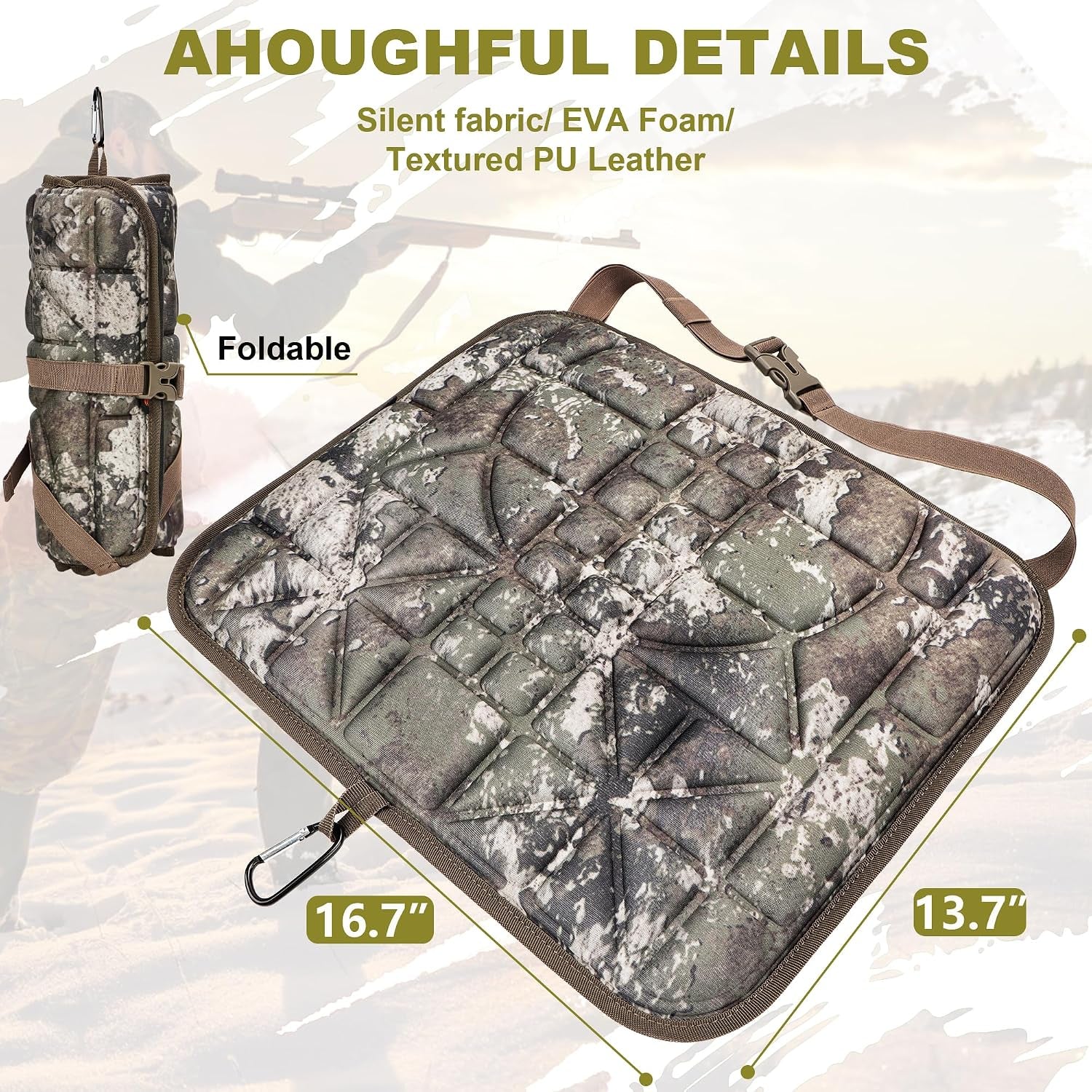 Hunting Seat Cushion - Silent Memory Foam Hunting Cushion for Saddle Platform, Lightweight Seat Pad for Outdoor Hunting Accessories