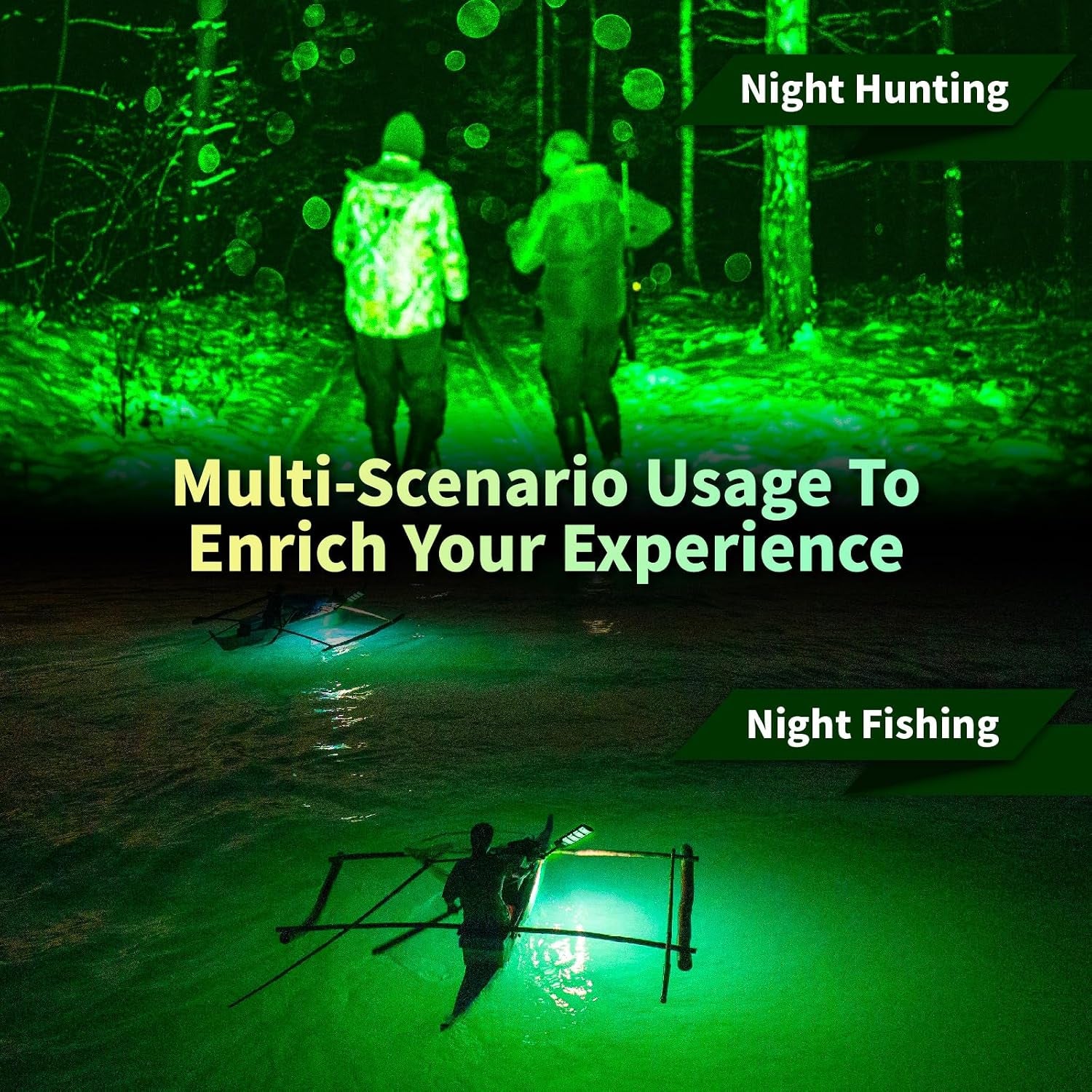 Hog Lights for Night Hunting - 12000LM Green Hunting Light for Hogs with Remote Control, Motion Sensor and Waterproof, Solar Powered Hog Feeder Light for Deer Coyote Varmint
