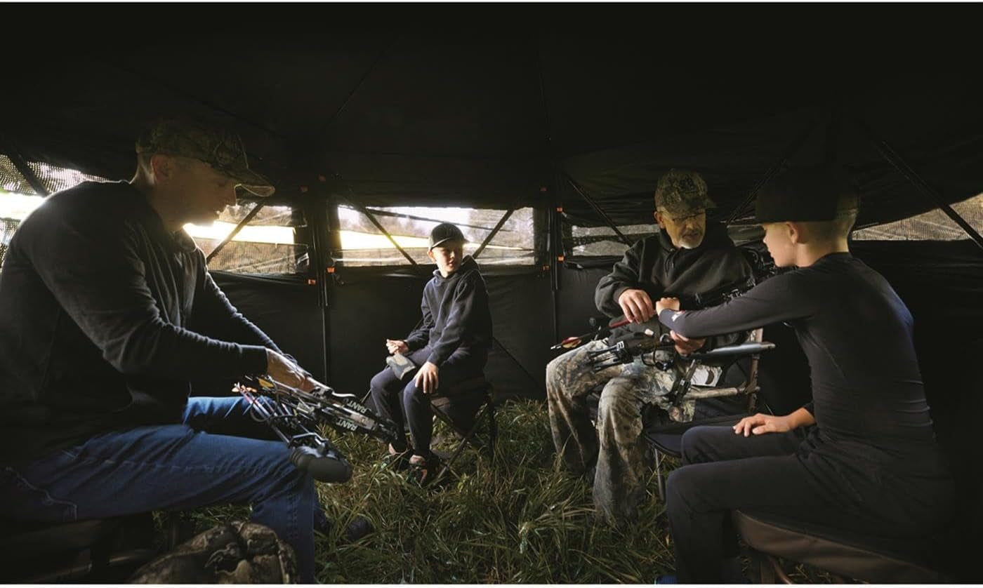 Educator Large Hunting Ground Blind, See-Through, 360 View, 3-4 Person Tent, Turkey, Duck, Deer Hunting Gear Equipment Accessories