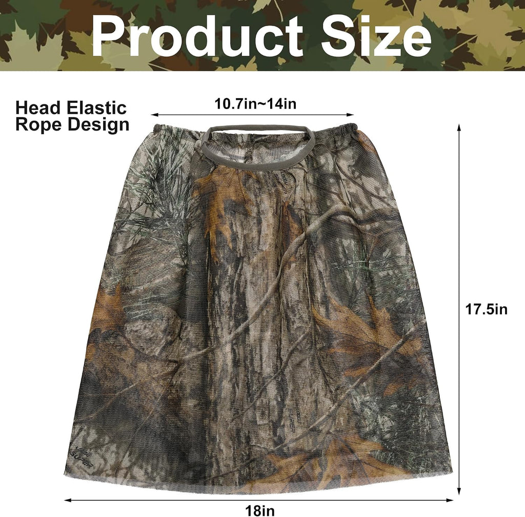 2 Pcs Camo Hunting Face Mask, Hunting Head Net Camouflage Balaclava, Adjustable Hunting Breathable Mesh Mask for Men