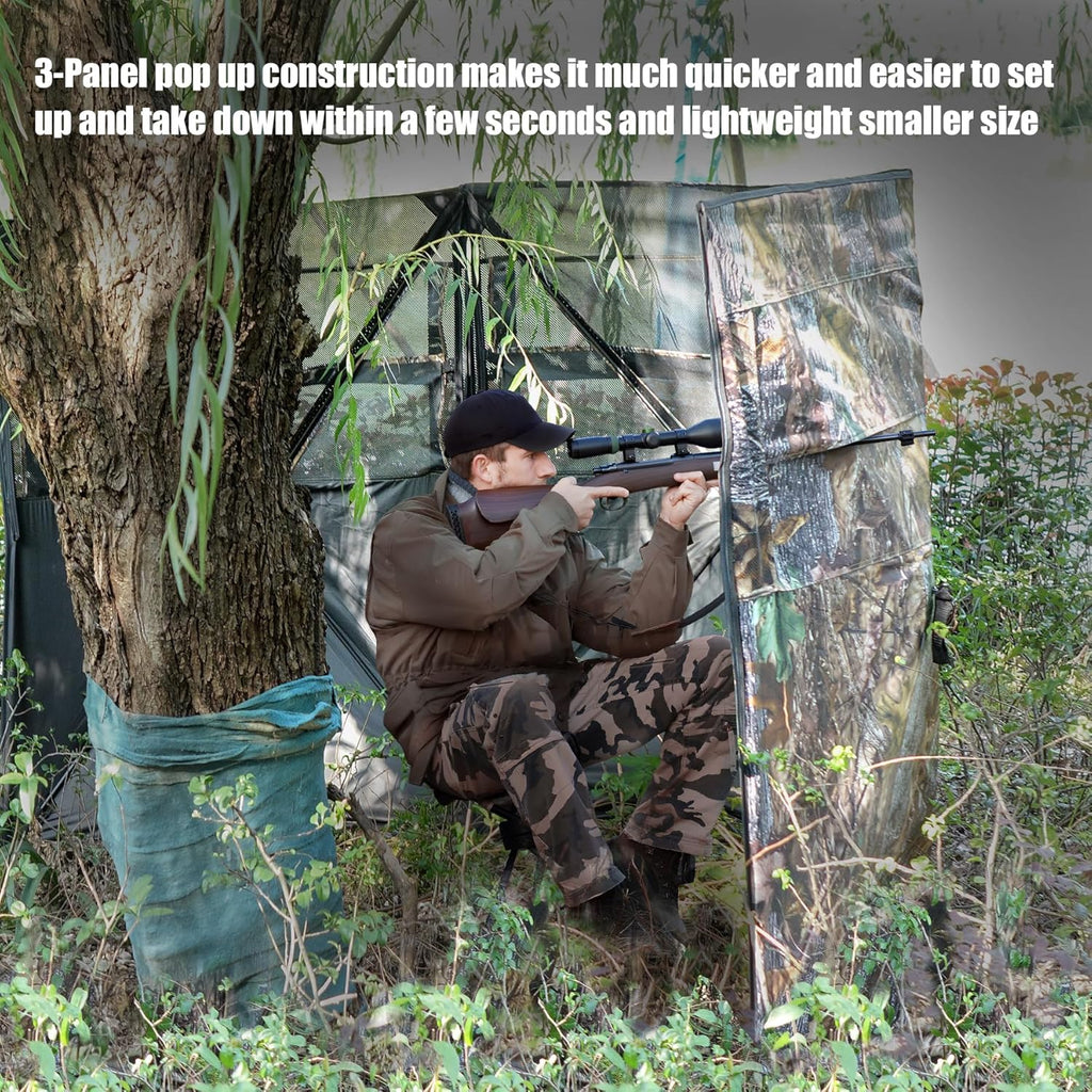 Hunting Blind 3-Panel Ground Blind with Carrying Bag Portable Hunting Ground Blinds for Deer Waterfowl Turkey Hunting