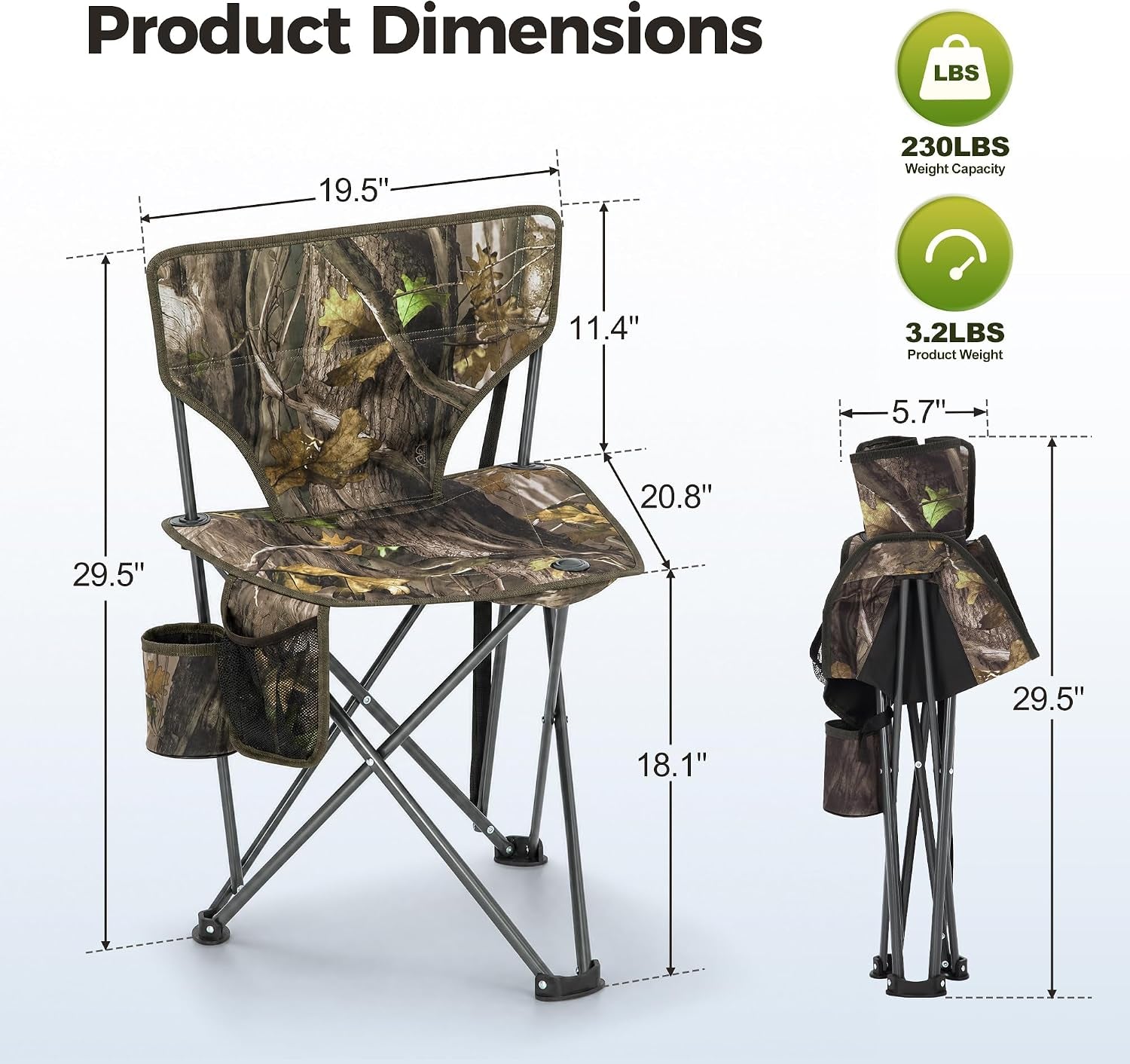 Tripod Hunting Chairs for Blinds 2 Pack Waterproof Folding Hunting Seat with Backrest Oversized Hunting Blind Chairs for Hunting Camping Fishing Supports 230 LBS
