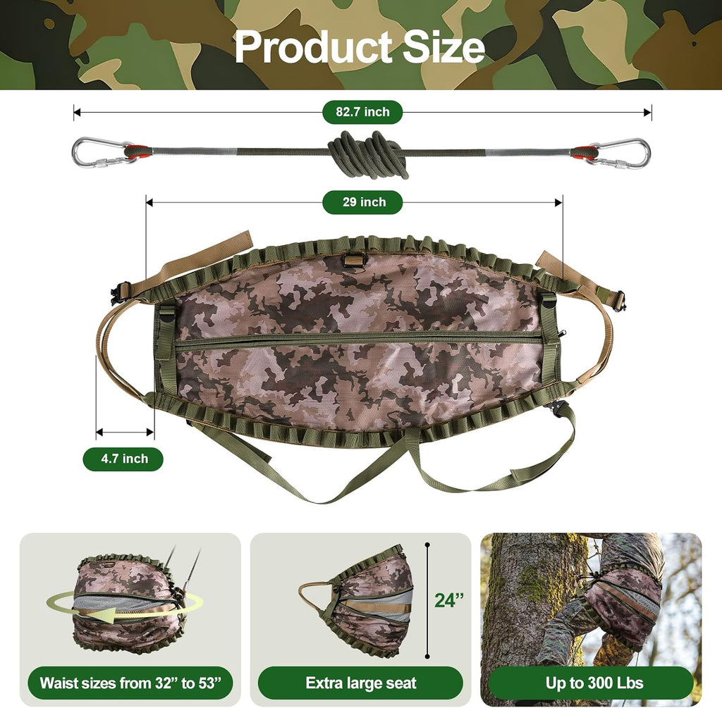 Hunting Saddle,Hammock Saddle Hunting,Comfortable Saddle Hunting System,Hammock Hunting Saddle,Lightweight Padded Seat Includes Adjustable Bridge, Essential Tree Stand Accessories