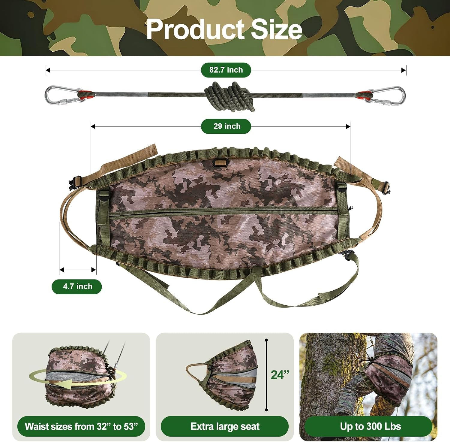 Hunting Saddle,Hammock Saddle Hunting,Comfortable Saddle Hunting System,Hammock Hunting Saddle,Lightweight Padded Seat Includes Adjustable Bridge, Essential Tree Stand Accessories