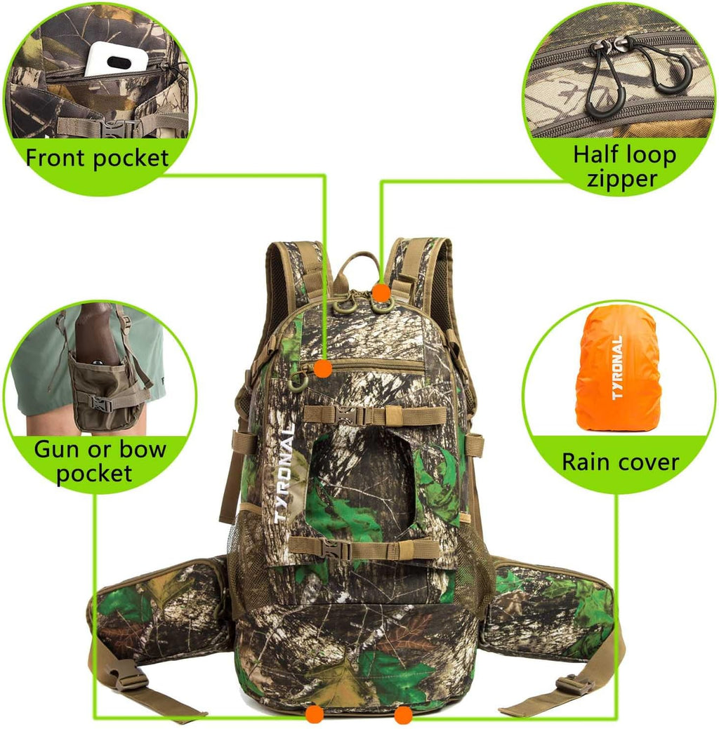 Hunting Backpack Outdoor Gear Hunting Pack with Bow and Rifle Carry System for Hunting. (Camo-Khaki)