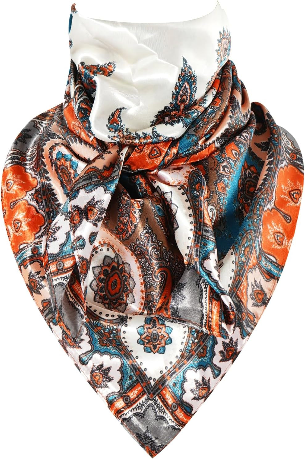 35 Inch Wild Rag Cowboy Scarves for Men, Large Rancher Neckerchief Silk Feel, Oversize Western Bandana Paisley