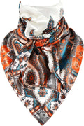 35 Inch Wild Rag Cowboy Scarves for Men, Large Rancher Neckerchief Silk Feel, Oversize Western Bandana Paisley