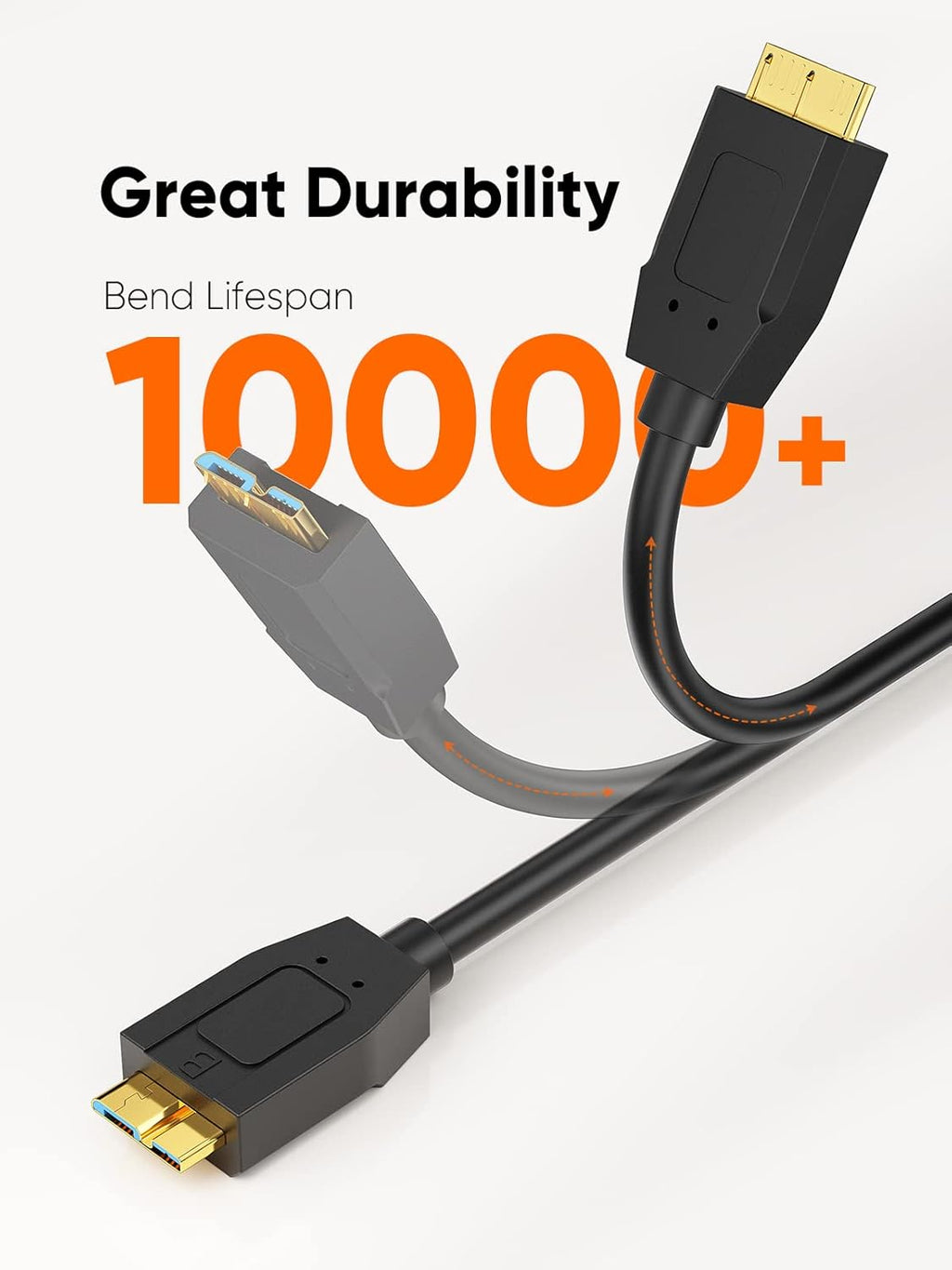 USB C to Micro B Short Cable 1FT, 10G Micro B to USB C External Hard Drive Cable for Iphone 15/16/17,Samsung Galaxy S24,Seagate WD Westgate My Passport,Macbook Pro/Air, Ipad/Tablet,Black