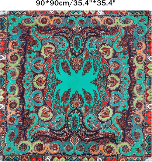 35 Inch Wild Rag Cowboy Scarves for Men, Large Rancher Neckerchief Silk Feel, Oversize Western Bandana Paisley