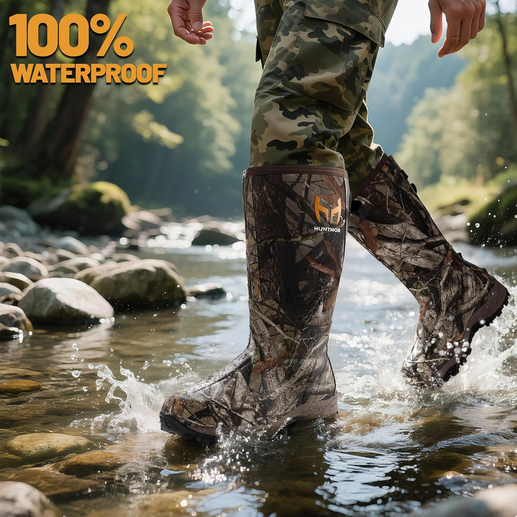 Hunting Boots for Men, Waterproof Insulated 6Mm Neoprene Rubber Boots for Hunting and Outdoor Activities (Camo)