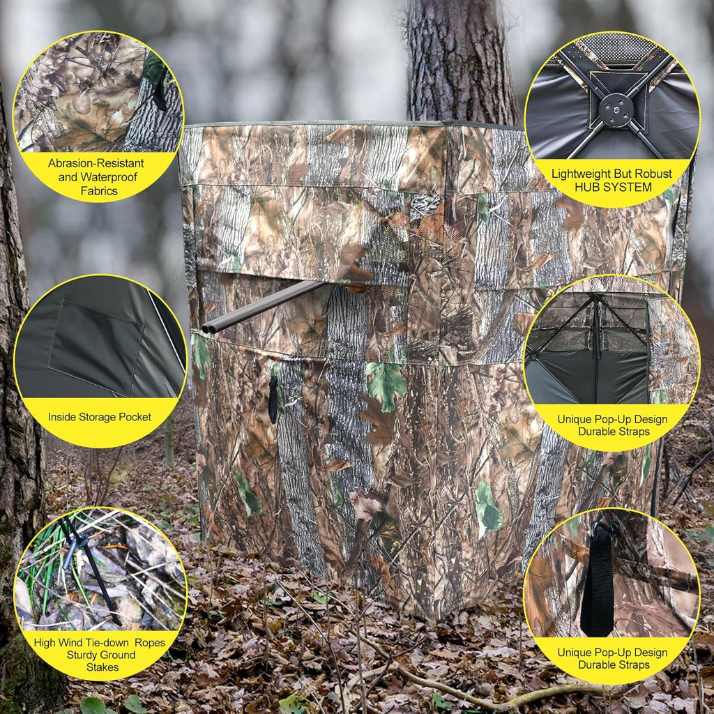 Hunting Blind 3-Panel Ground Blind with Carrying Bag Portable Hunting Ground Blinds for Deer Waterfowl Turkey Hunting