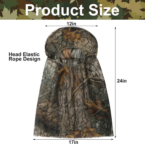 2 Pcs Camo Hunting Face Mask, Hunting Head Net Camouflage Balaclava, Adjustable Hunting Breathable Mesh Mask for Men
