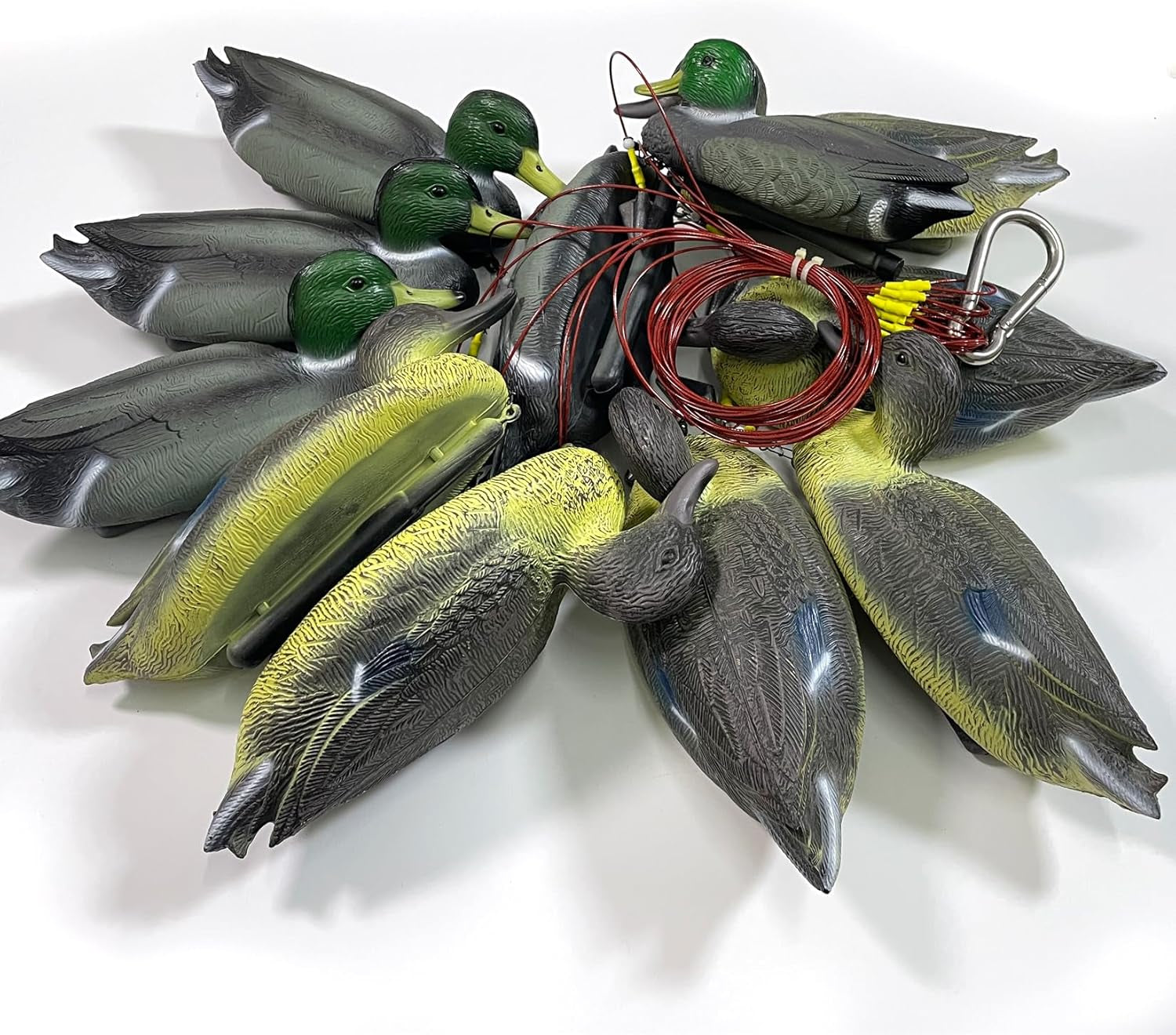 Duck Decoy Weights, Pre-Rigged Hunting Anchors, Stainless Steel Wirerope and Coated, Stainless Swivel and Carabiners, Geese and Duck Hunting, Waterfowl Hunting.