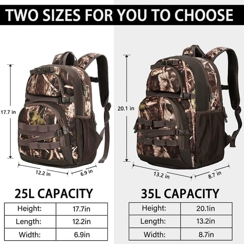 Hunting Backpack, Camo Outdoor Hunting Pack for Bow or Rifle with Holder for Hunting, Camping, Hiking