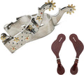 Men'S Western Cowboy Spurs with Spur Straps, Stainless Steel, 1" Band, 2-1/4" Shank