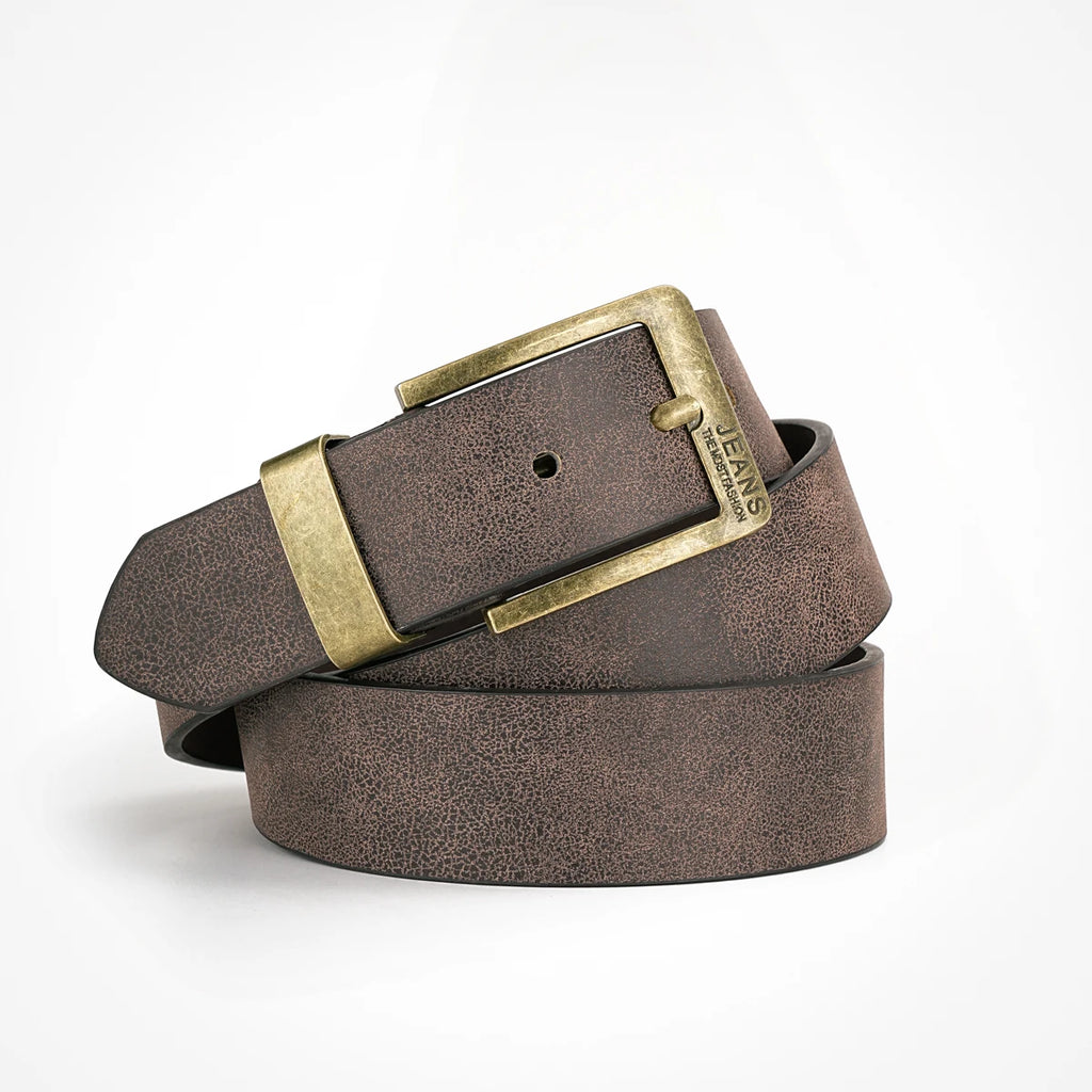 A Men'S and Women'S Casual Retro Belt Western Style! PU Leather Belt with Metal Buckle, Suitable for Daily Work Wear