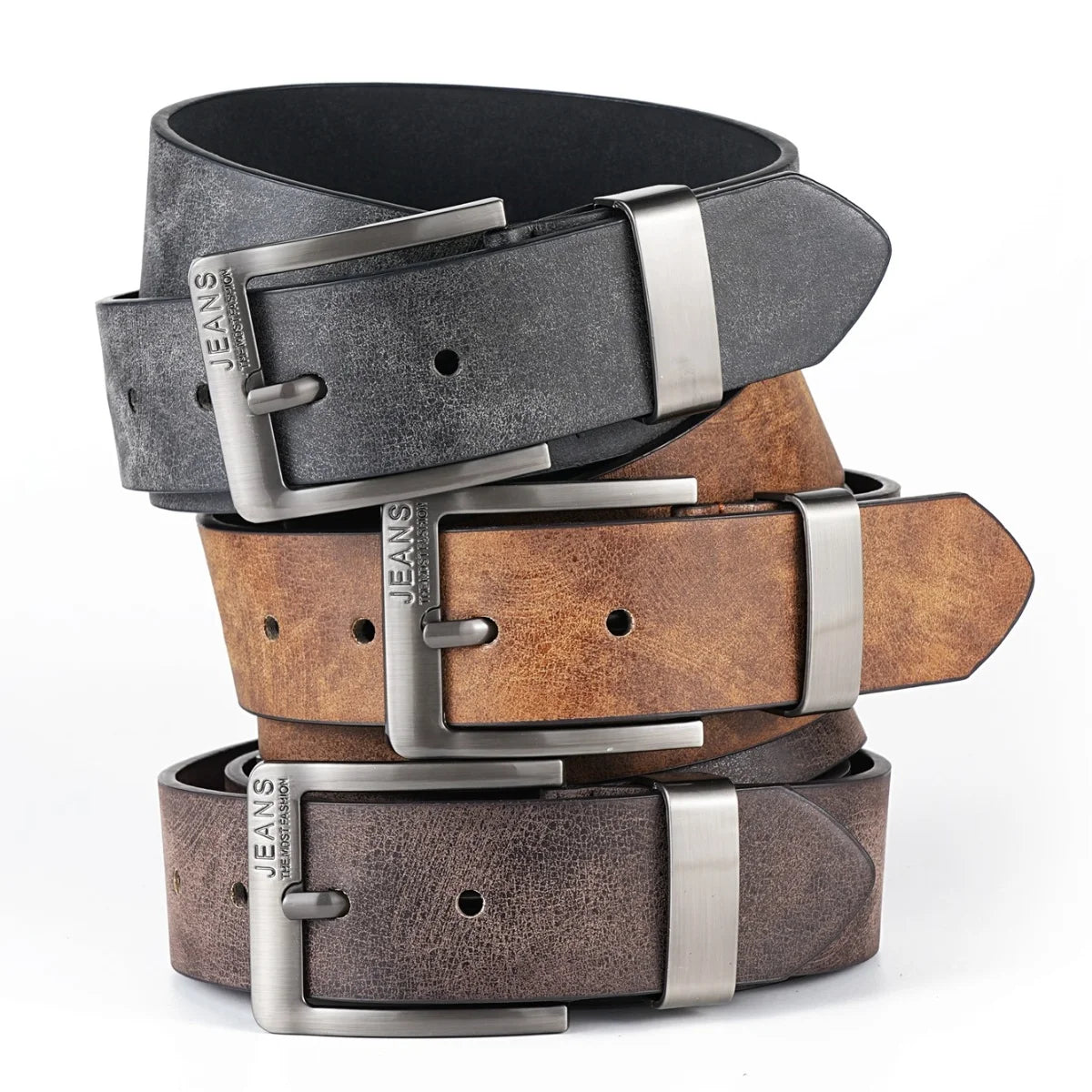 A Men'S and Women'S Casual Retro Belt Western Style! PU Leather Belt with Metal Buckle, Suitable for Daily Work Wear