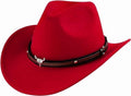 Lightweight Wide Brim Cowboy Hat for Men Women — Cattleman Western Fedora Hat Adjustable Vegan Leather Band Breathable Red Cowgirl Hat for Rodeo, Country Concert, Halloween Costume