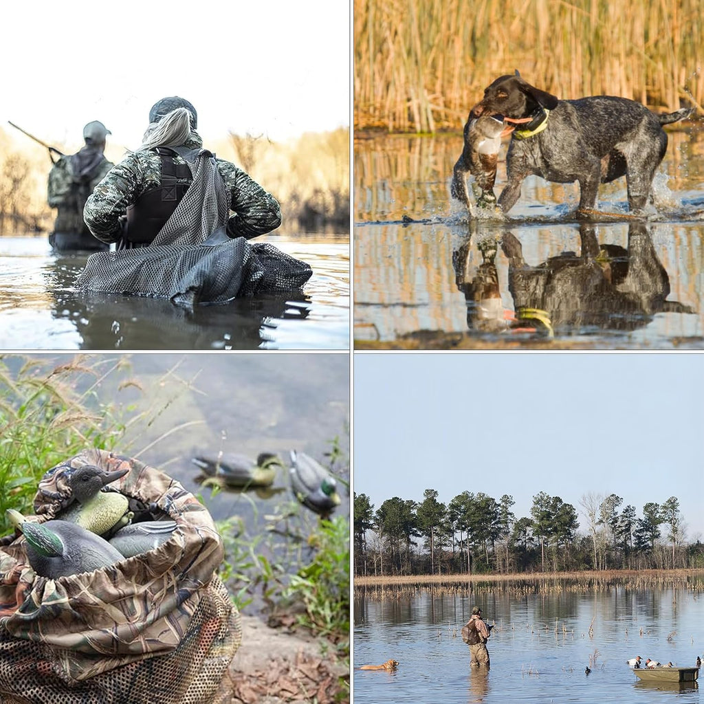 Duck Decoy Weights, Pre-Rigged Hunting Anchors, Stainless Steel Wirerope and Coated, Stainless Swivel and Carabiners, Geese and Duck Hunting, Waterfowl Hunting.