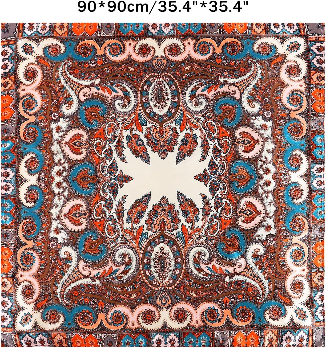 35 Inch Wild Rag Cowboy Scarves for Men, Large Rancher Neckerchief Silk Feel, Oversize Western Bandana Paisley