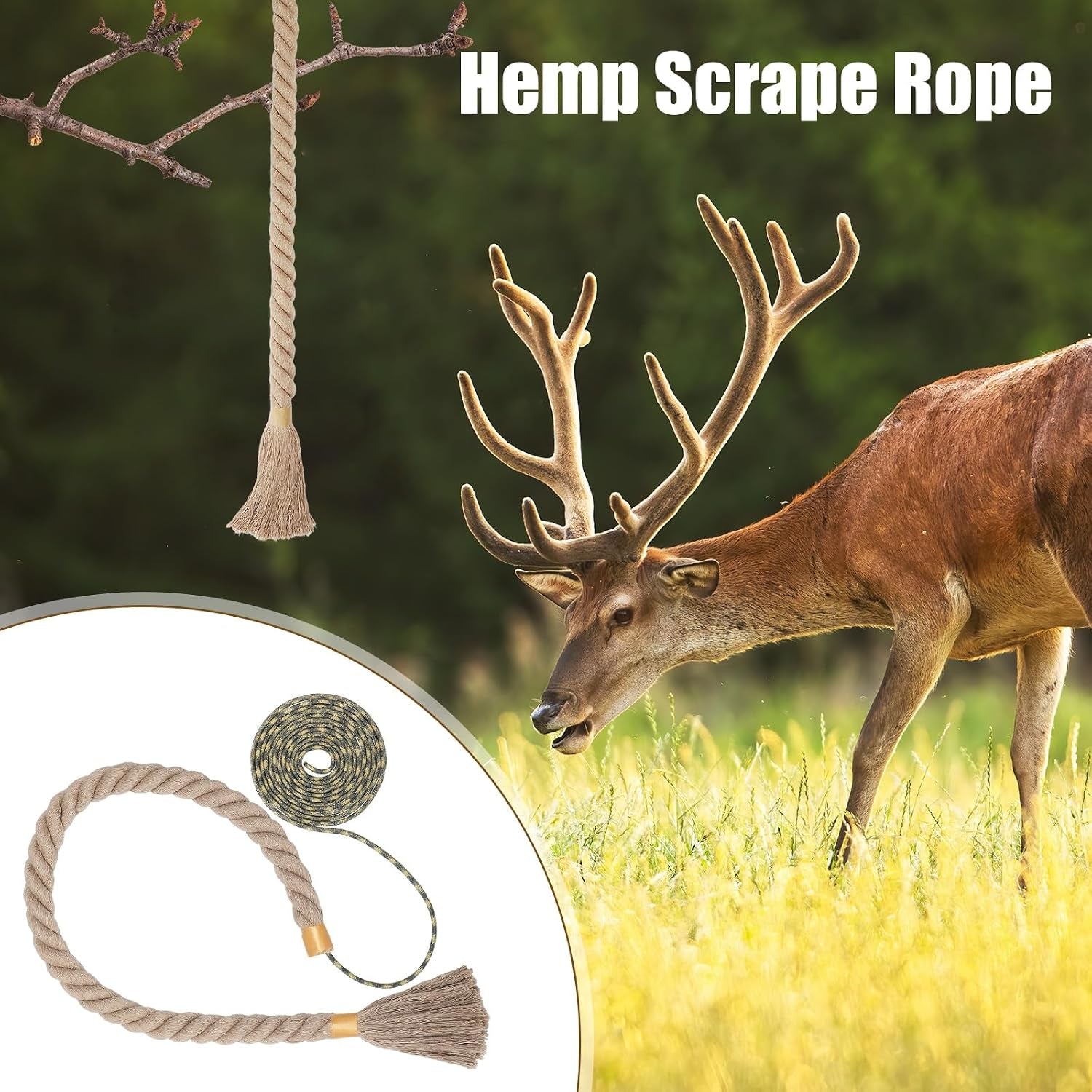 Hemp Scrape Rope 30 Inch Hemp Rope for Deer Hunting Mock Scrape System Rigid Deer Hunting Accessories for Hunter Gifts