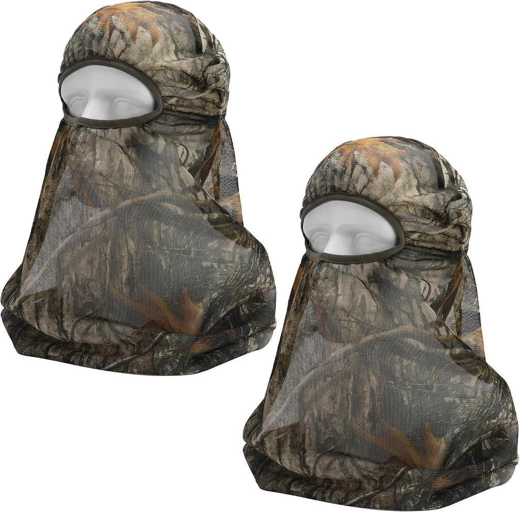2 Pcs Camo Hunting Face Mask, Hunting Head Net Camouflage Balaclava, Adjustable Hunting Breathable Mesh Mask for Men