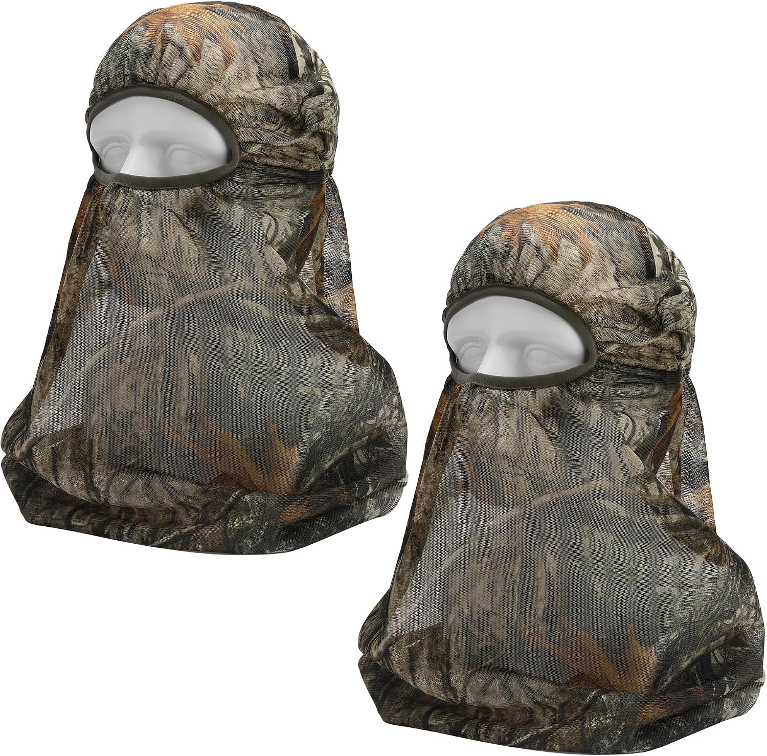 2 Pcs Camo Hunting Face Mask, Hunting Head Net Camouflage Balaclava, Adjustable Hunting Breathable Mesh Mask for Men