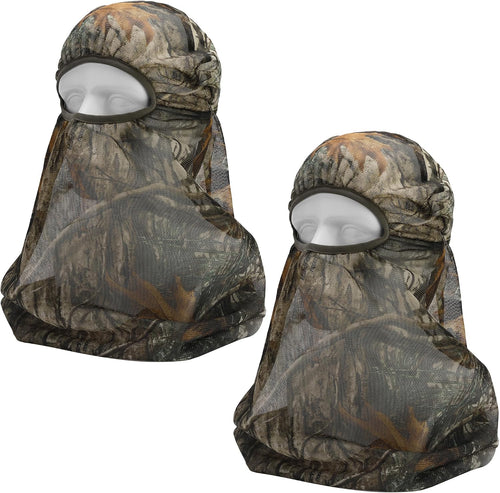 2 Pcs Camo Hunting Face Mask, Hunting Head Net Camouflage Balaclava, Adjustable Hunting Breathable Mesh Mask for Men